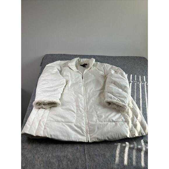Venezia Jacket Women’s Size 22/24 Puffer Collared White With Pockets - Picture 1 of 11